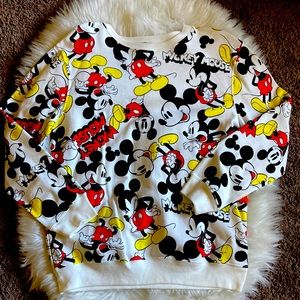 Mickey Mouse Crew Neck Disney Sweatshirt Size L White Red Yellow Black